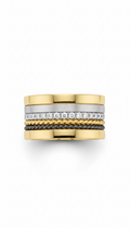 Layered stacking rings set in gold